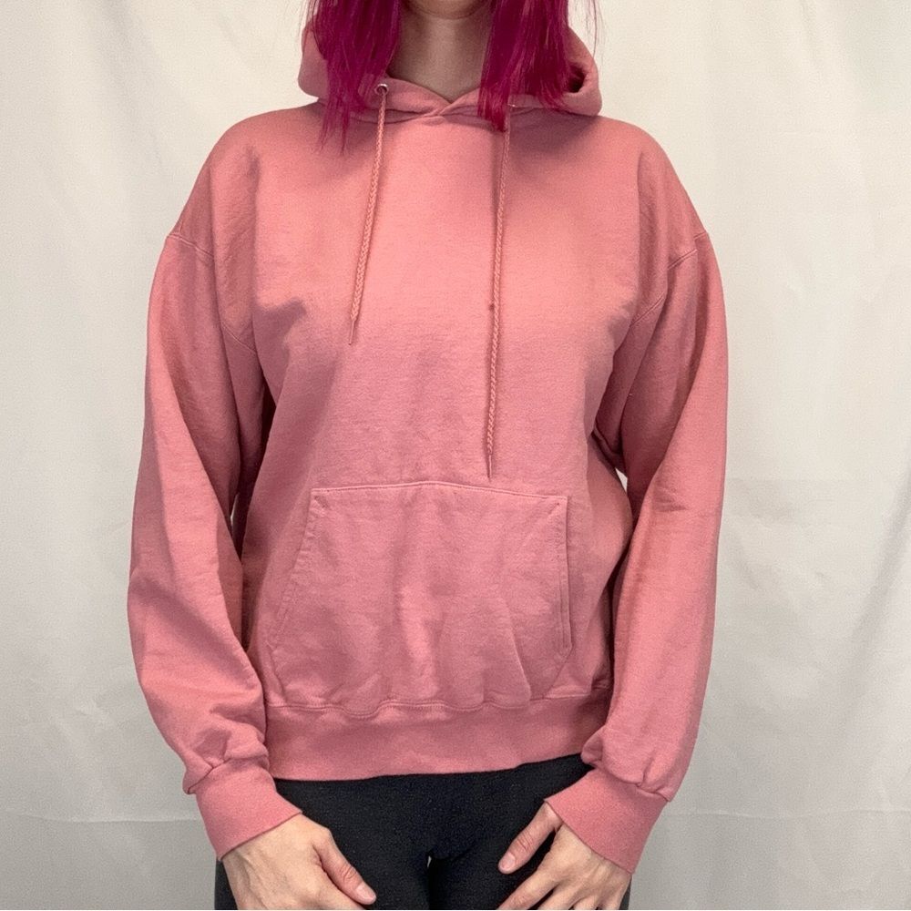 Hanes Women's Ultimate Cotton Hoodie Pink Pullover Fleece Sweatshirt Medium